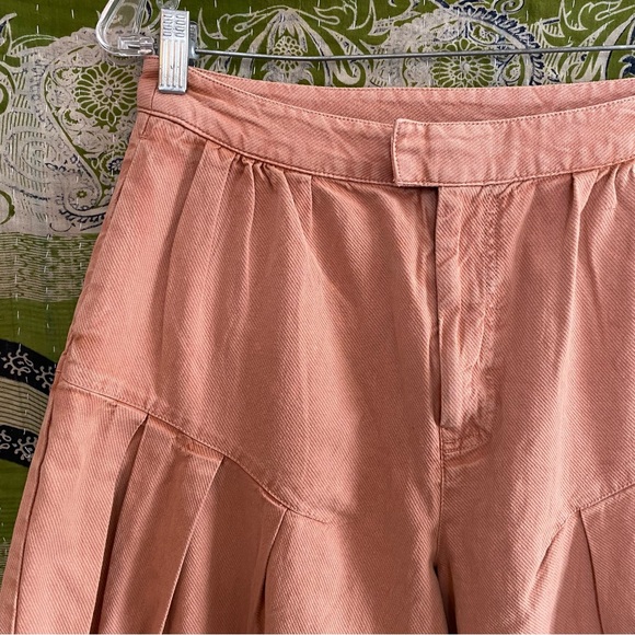 Free People Tuscany Coral Sarina Pleated Barrel Leg Bohemian Trousers Size 8 - Picture 5 of 16